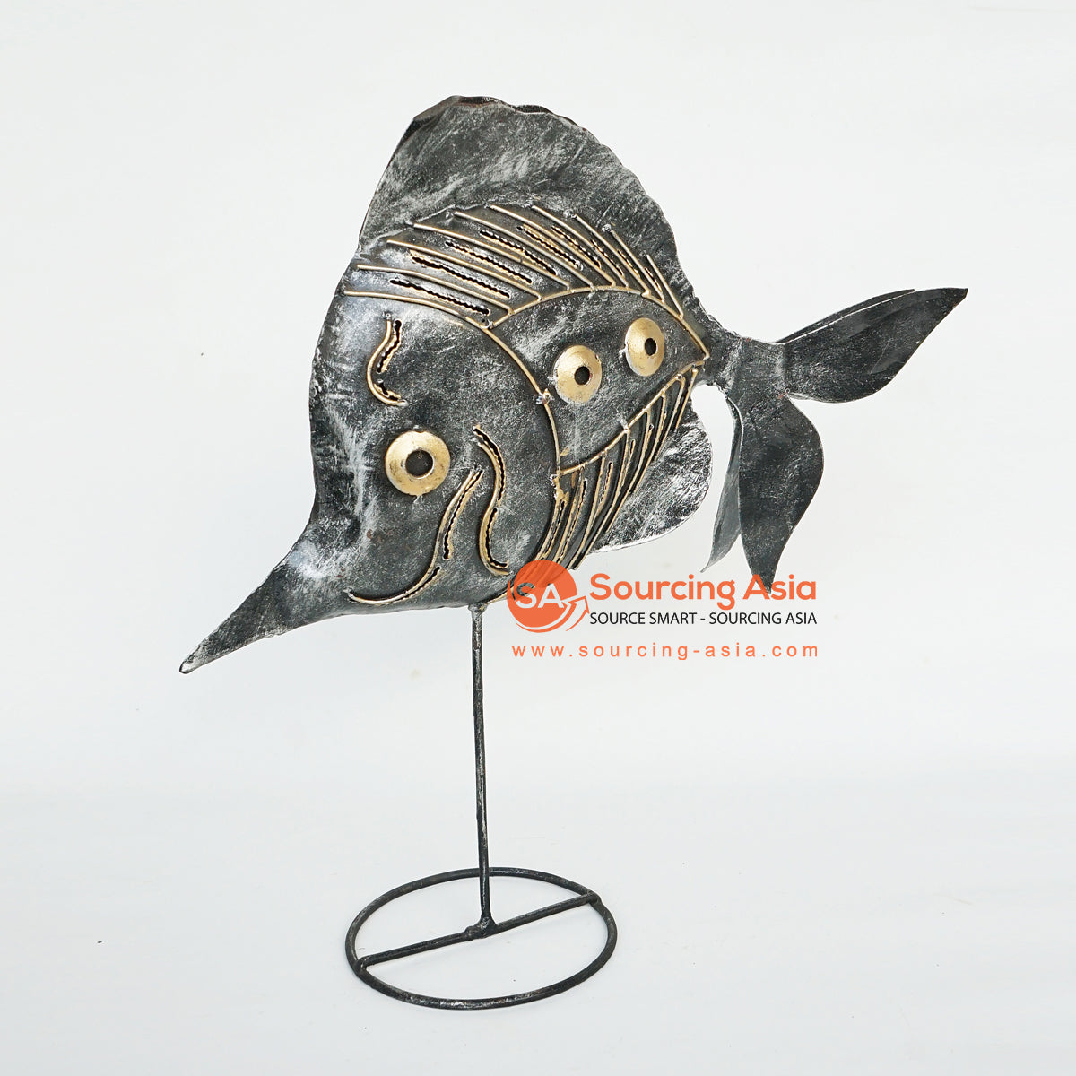 LISC034 METAL FISH DECORATION WITH BLACK HAND PAINTED