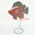 LISC053 HAND PAINTED RED GREEN METAL FISH DECORATION WITH STAND