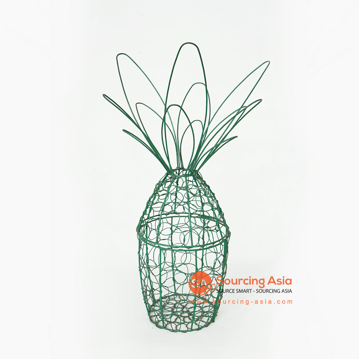 LISC063 HAND PAINTED GREEN METAL PINEAPPLE DECORATION