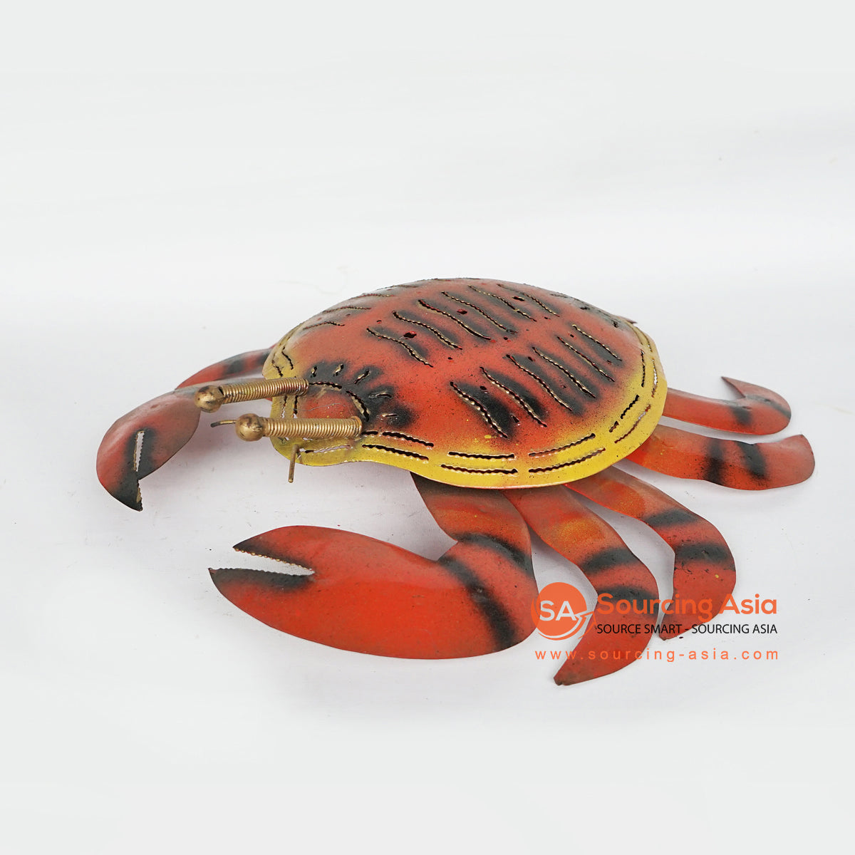 LISC069 HAND PAINTED RED METAL CRAB DECORATION