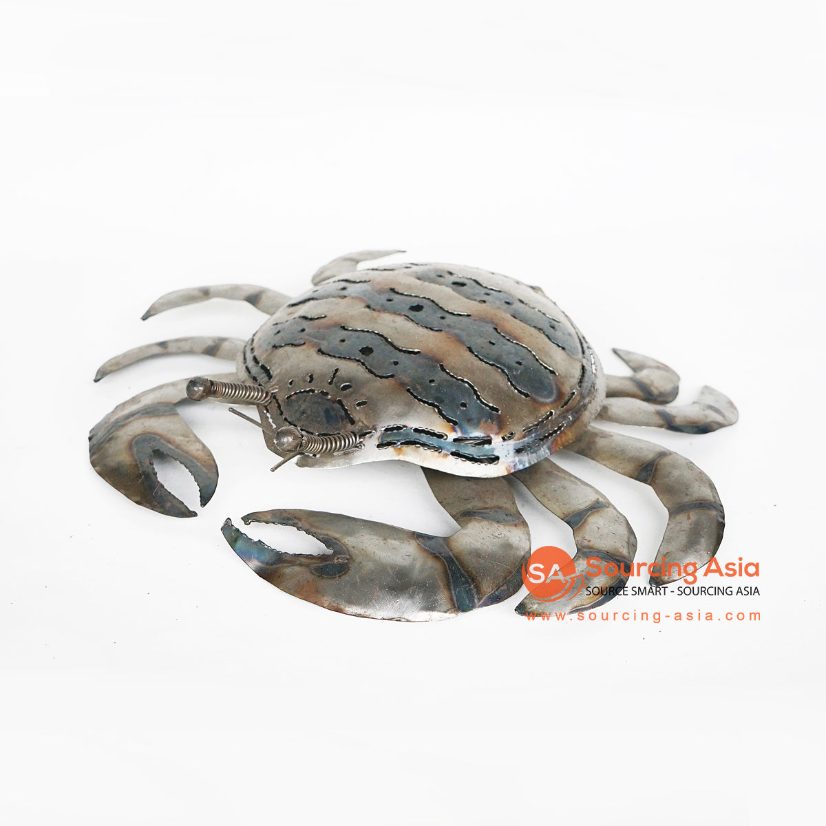 LISC070 HAND PAINTED GREY METAL CRAB DECORATION