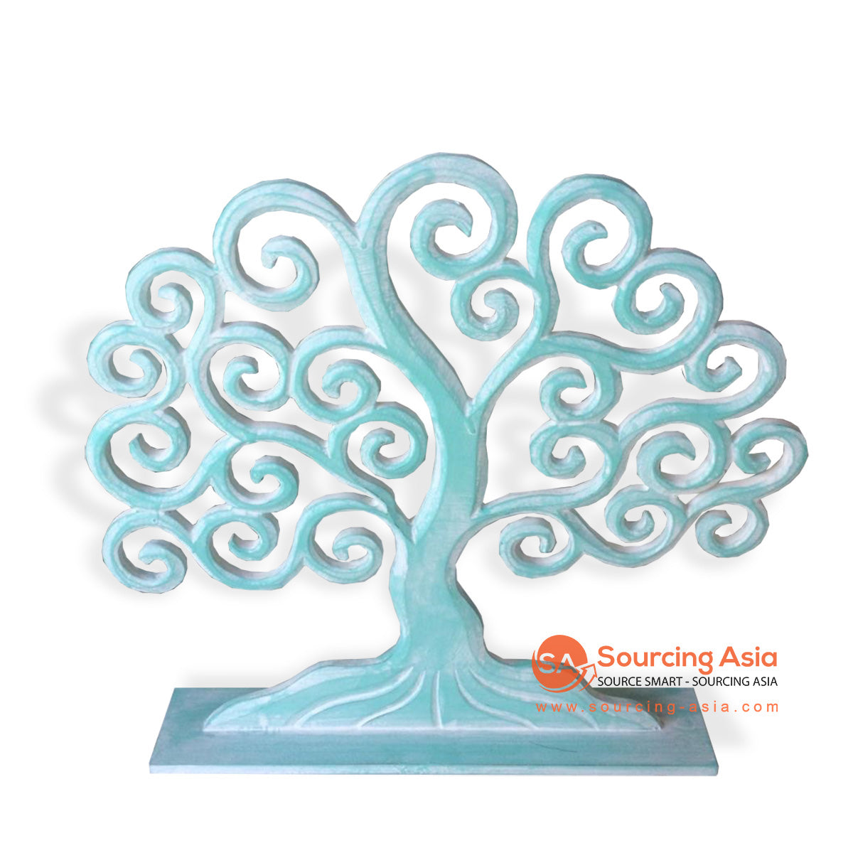 LUH021-30TU TURQUOISE WOODEN STAND-UP "TREE OF LIFE" DECORATION