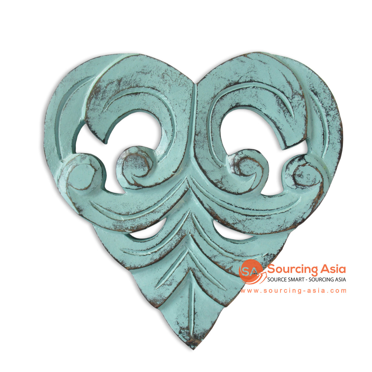 LUH023 TURQUOISE WOODEN HEART DECORATION