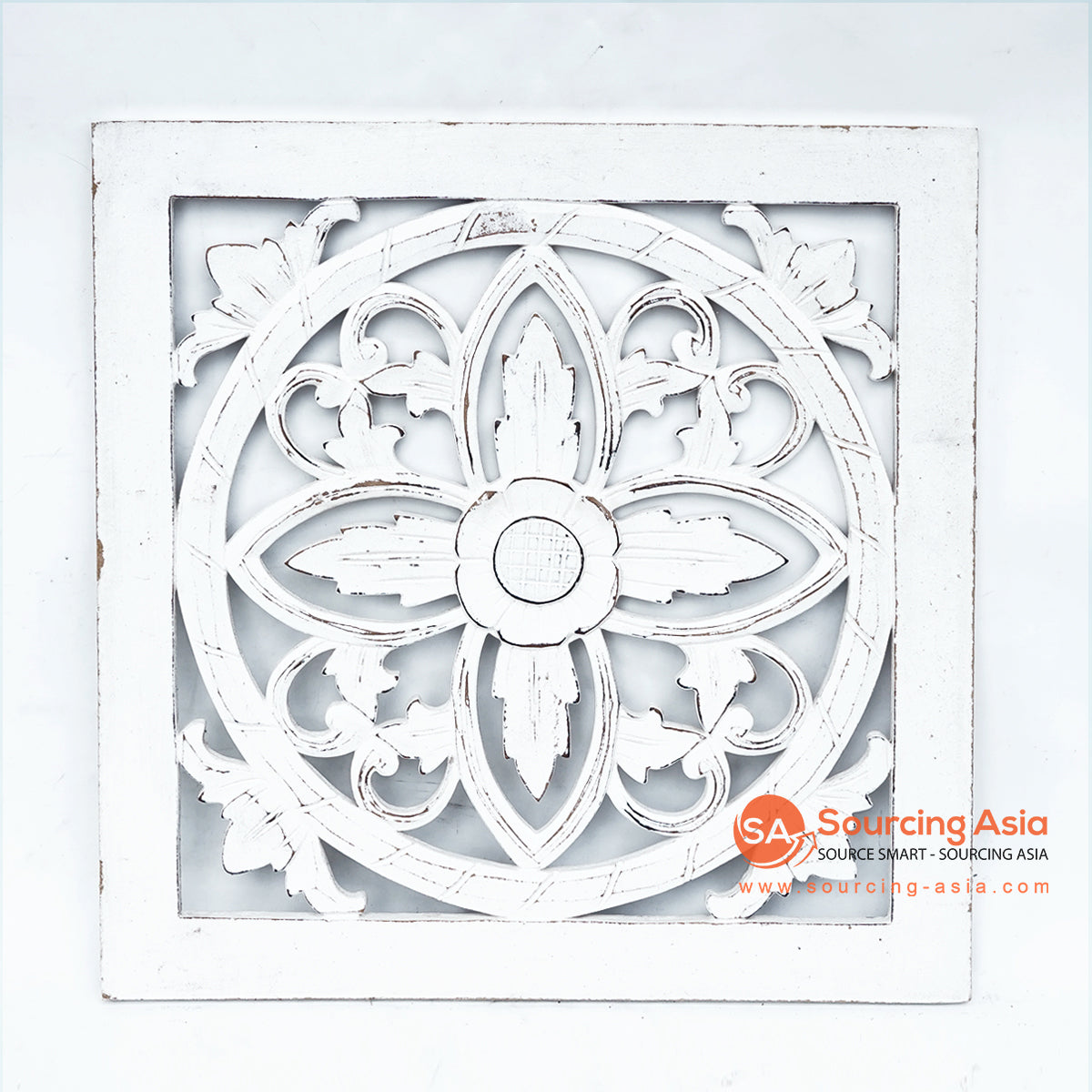 LUHC010-1 WHITE WOODEN SQUARE CARVED PANEL