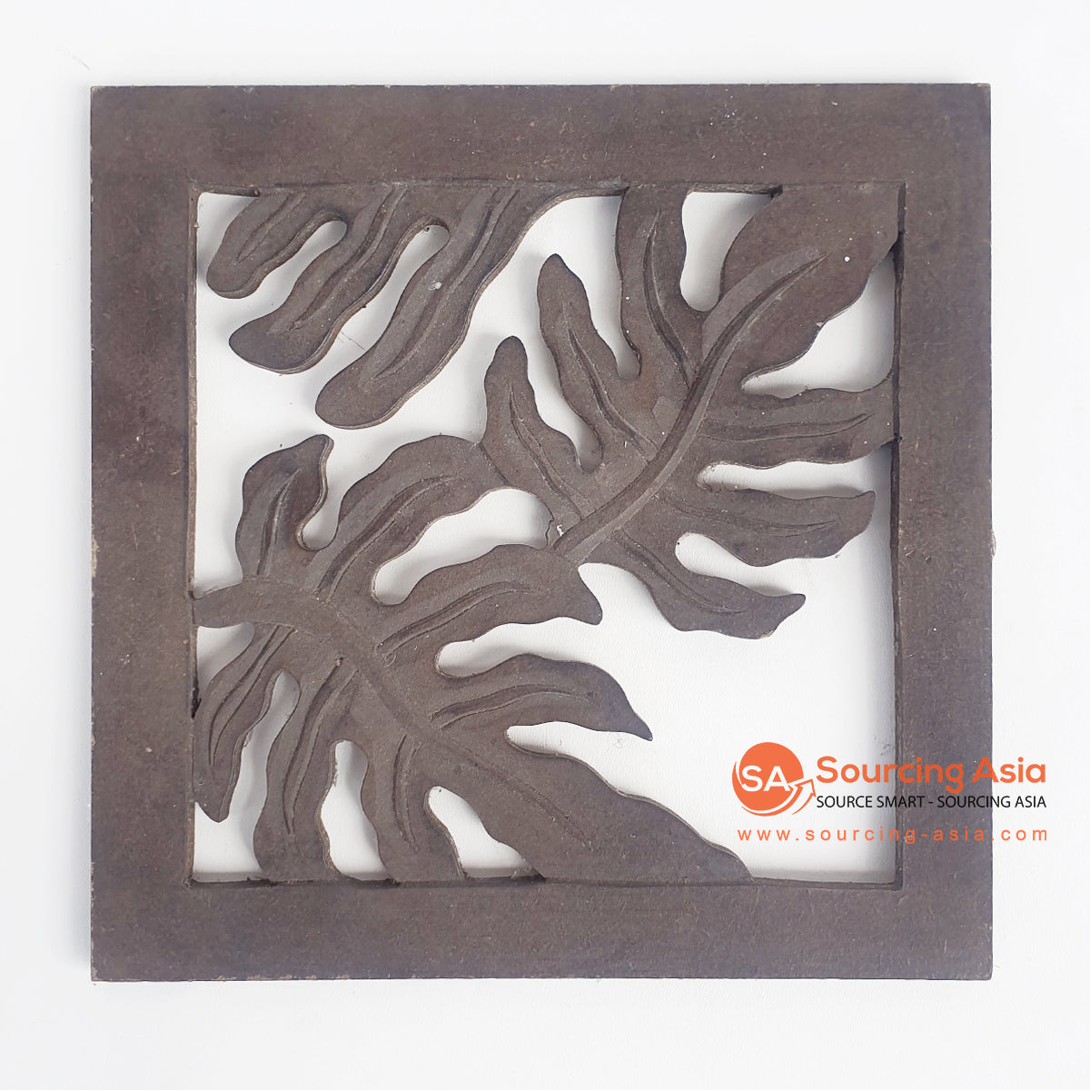 LUHC018 DARK BROWN WOODEN SQUARE CARVED PANEL