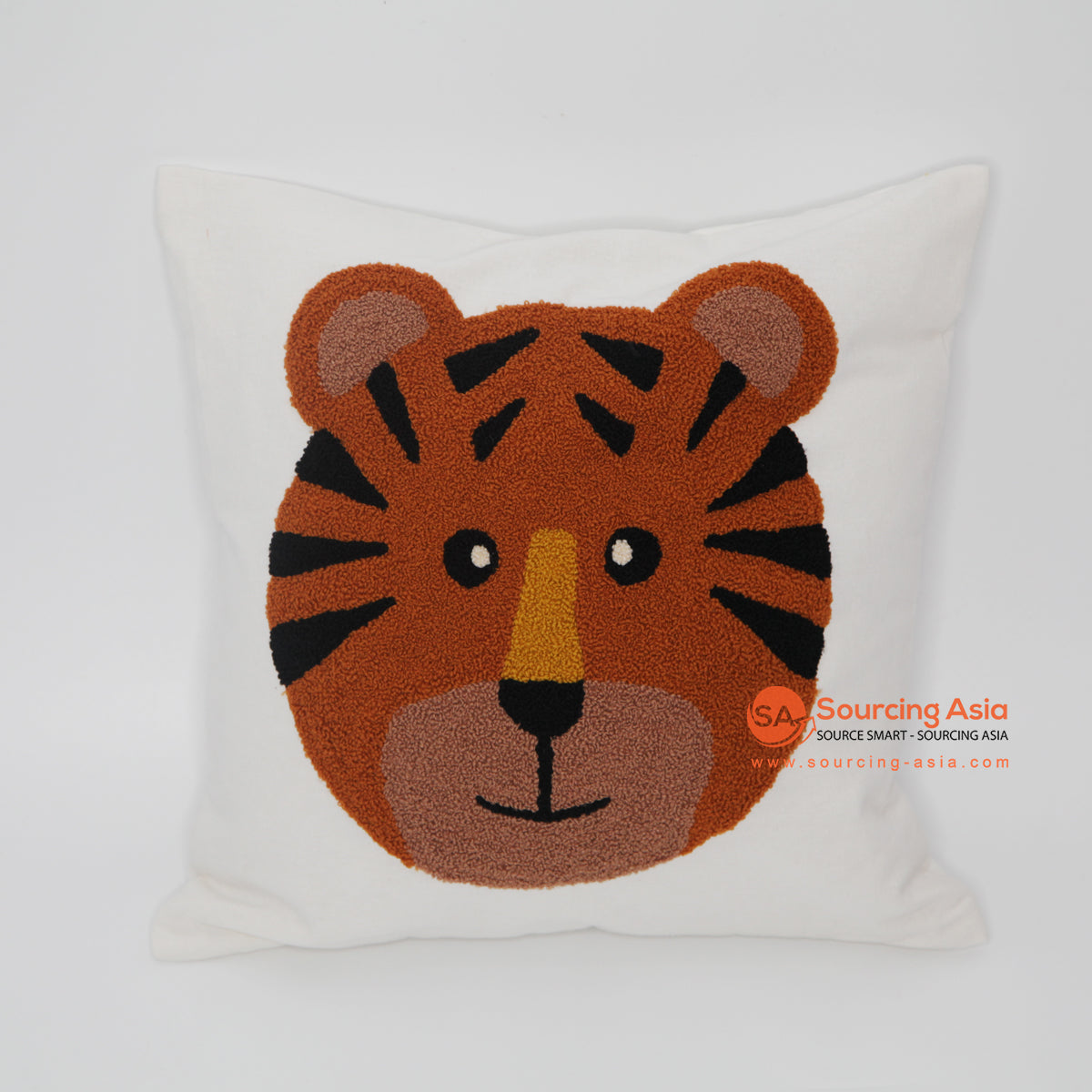 MAC020 OFF WHITE COTTON TIGER SQUARE CUSHION (PRICE WITHOUT INNER)