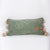 MAC051 SAGE GREEN HARD EMBROIDERED COTTON RECTANGULAR CUSHION WITH NATURAL TASSEL (PRICE WITHOUT INNER)