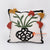 MAC074 OFF WHITE COTTON LINEN WITH YELLOW AND ORANGE MARIGOLD FLOWER SQUARE CUSHION (PRICE WITHOUT INNER)