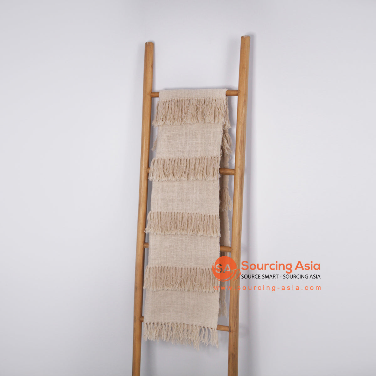 MAC104 NATURAL RAW COTTON WITH FRINGE THROW RUG