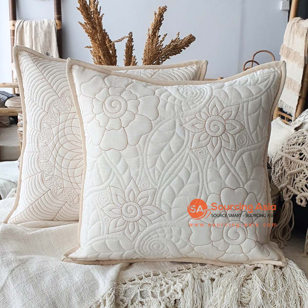 MAC190 OFF WHITE COTTON CUSHION COVER (PRICE WITHOUT INNER)