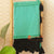 MAC352 TEAL COTTON THROW WITH BLACK MACRAME AND TASSELS