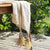 MAC365 NATURAL RAW COTTON THROW WITH RAFFIA TASSELS, SHELLS, AND WOODEN BEADS