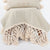 MAC390 SAND COTTON THROW WITH MACRAME EDGE AND TASSELS