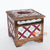 MANC075 RED AND BLUE WOODEN FLOWER CARVED SQUARE TISSUE BOX WITH LEGS