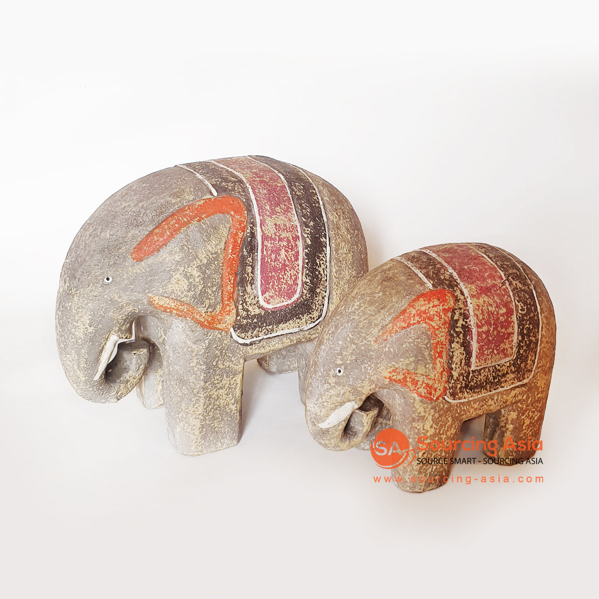 MANC125 SET OF TWO ARTISTIC WOODEN ELEPHANT DECORATIONS