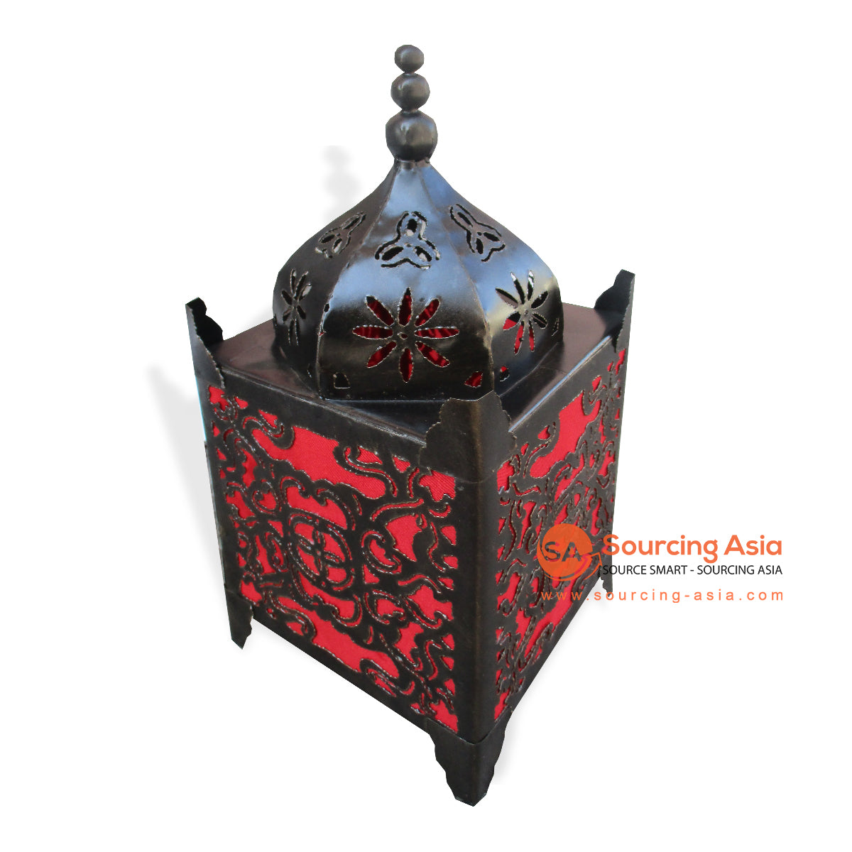 MBL004-30RED ANTIQUE RED METAL SQUARE MOSQUE LAMP WITHOUT CABLE