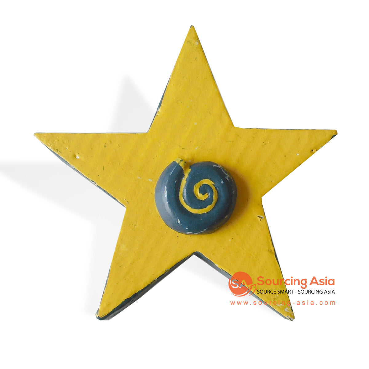 MDC83 WOODEN STAR WALL HANGING WITH NAUTILUS ORNAMENT