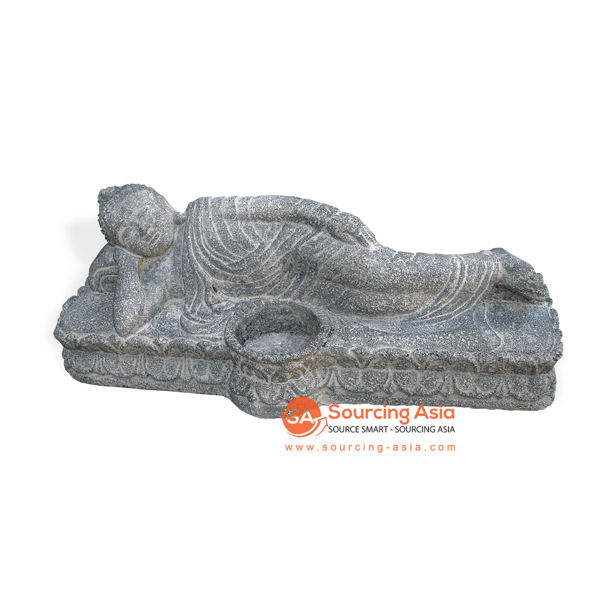 MHB090 STONE BUDDHA STATUE WITH CANDLE HOLDER