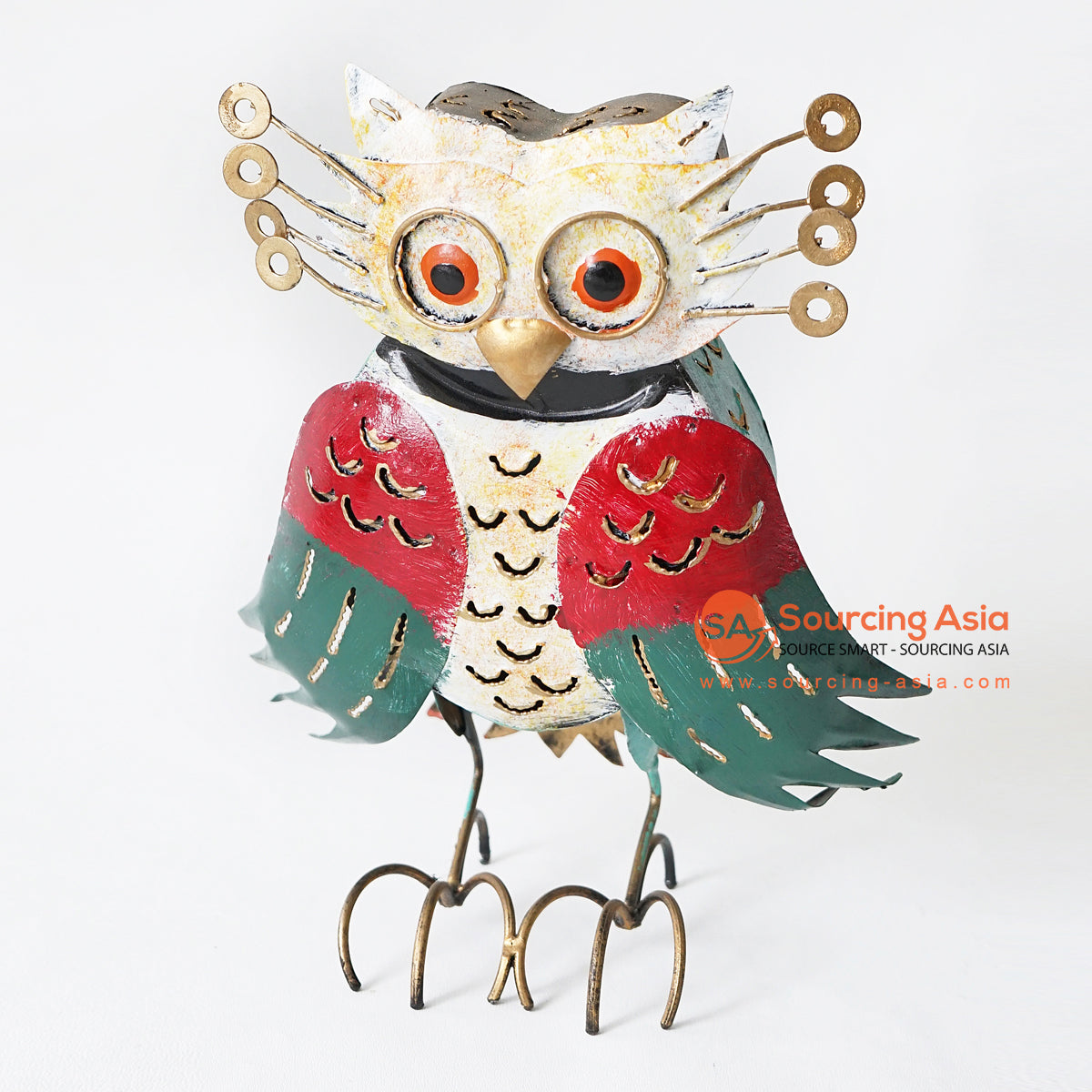 MHRC002 HAND PAINTED METAL OWL DECORATION