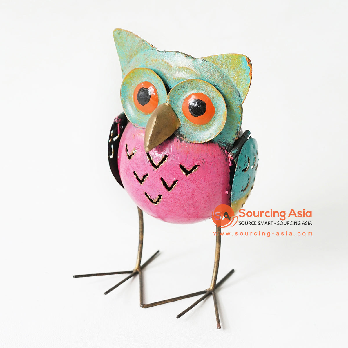 MHRC009 HAND PAINTED METAL OWL DECORATION