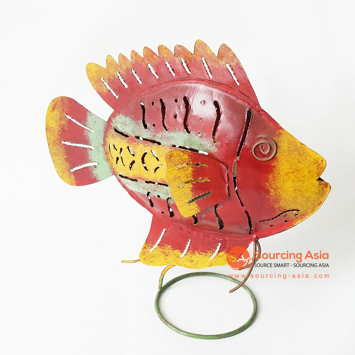 MHRC012 HAND PAINTED METAL FISH DECORATION WITH STAND