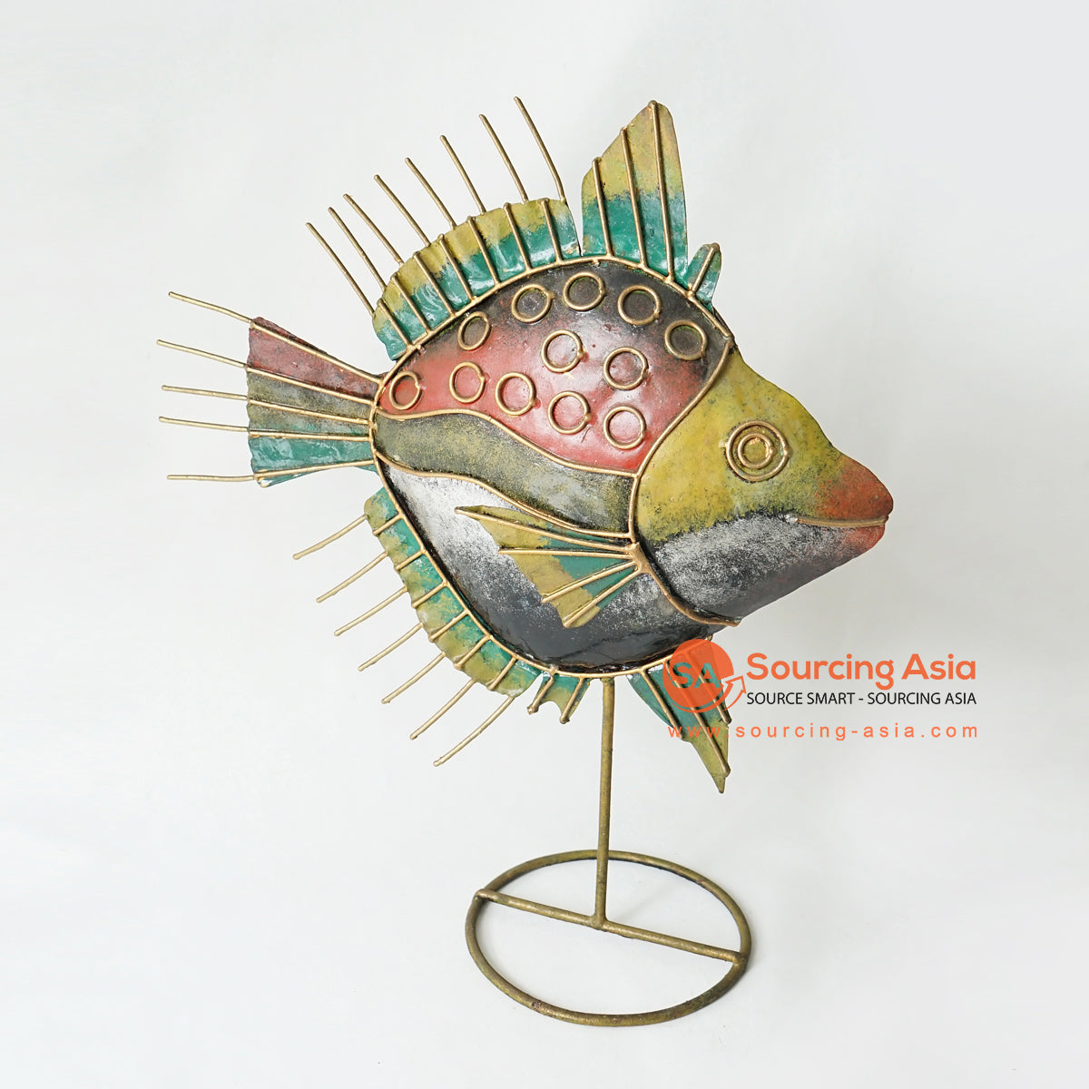 MHRC020 HAND PAINTED METAL FISH DECORATION WITH STAND