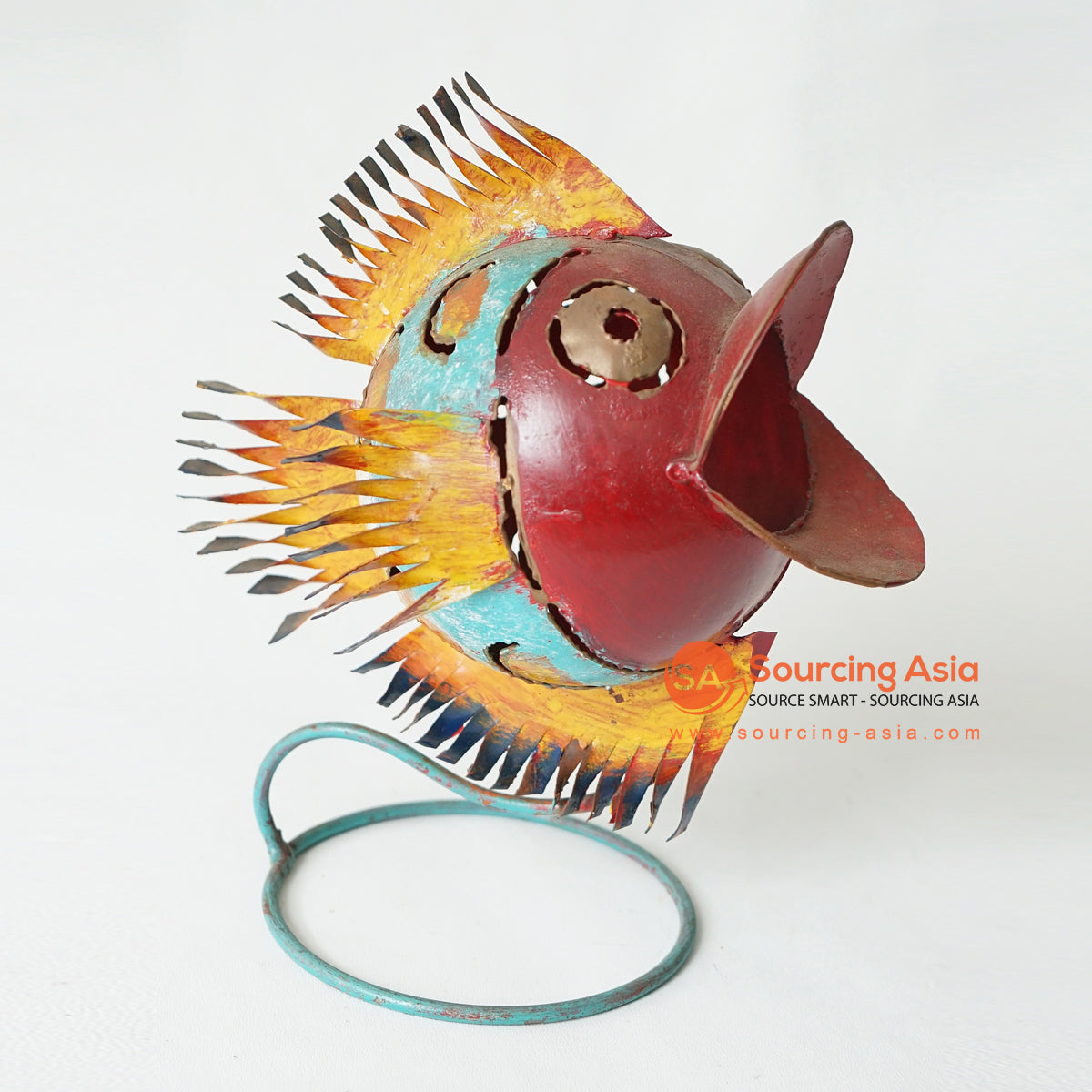 MHRC022 HAND PAINTED METAL FISH DECORATION WITH STAND