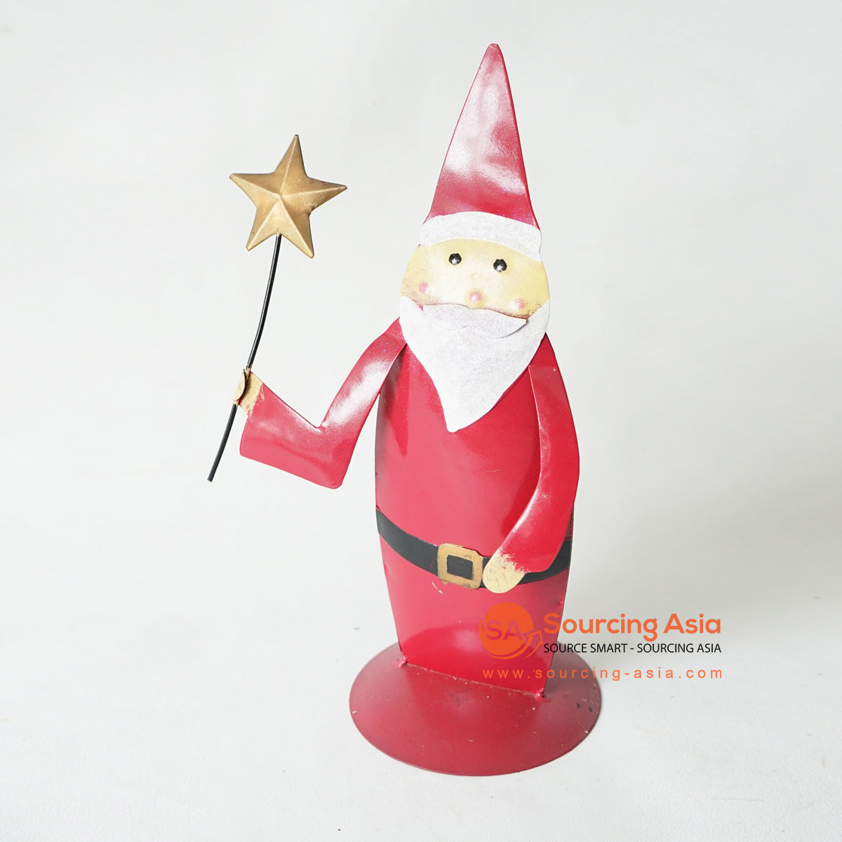 MHRC027 HAND PAINTED METAL SANTA CLAUS DECORATION WITH STAR MAGIC WAND