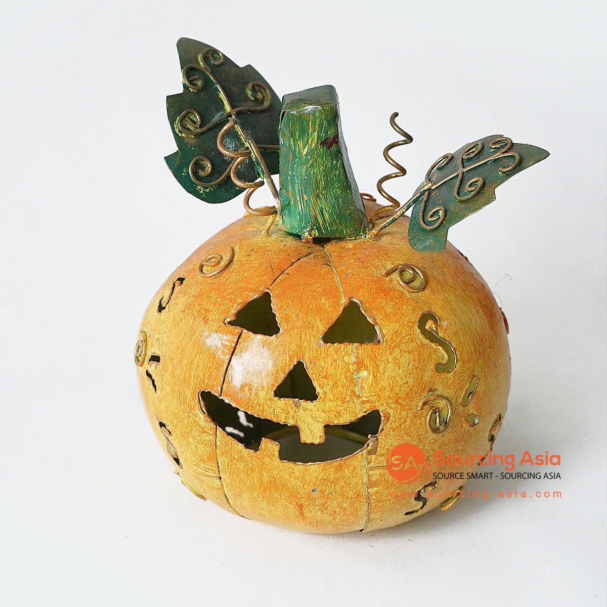 MHRC045 HAND PAINTED METAL PUMPKIN DECORATION