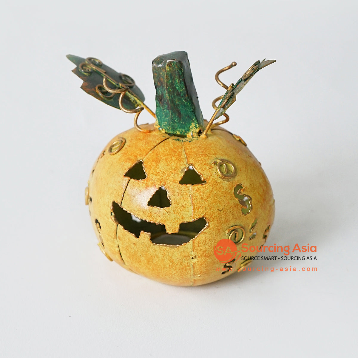 MHRC046 HAND PAINTED METAL PUMPKIN DECORATION