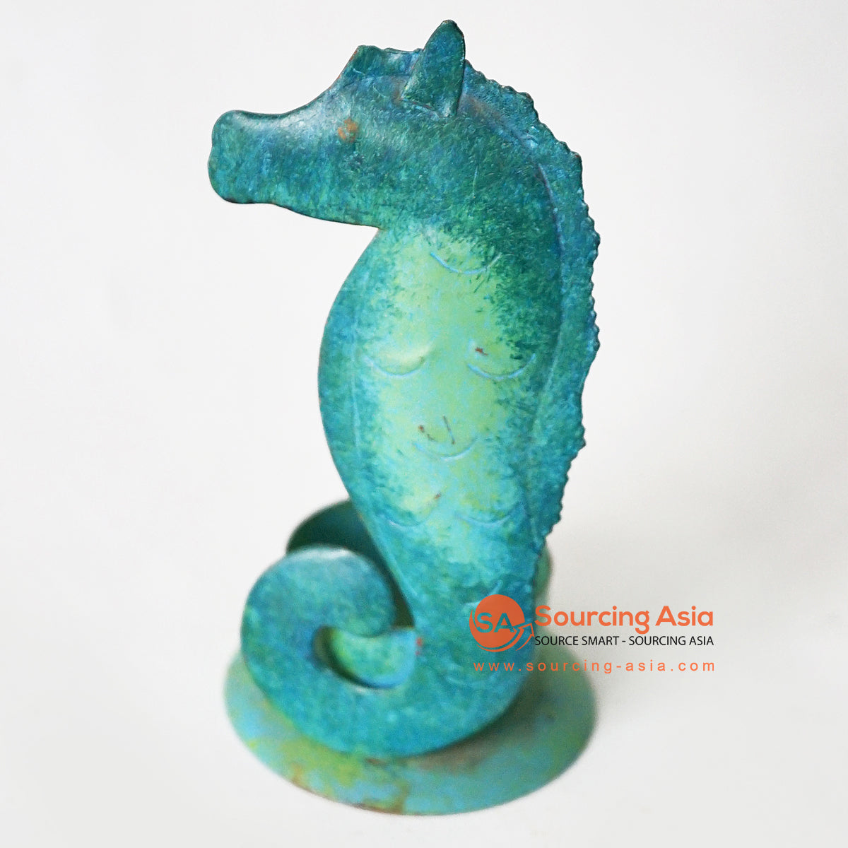 MHRC072 HAND PAINTED METAL CANDLE HOLDER WITH SEA HORSE DECORATION