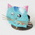 MHRC088 HAND PAINTED METAL CANDLE HOLDER WITH BLUE CAT HEAD DECORATION