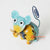 MHRC116 HAND PAINTED LIGHT BLUE AND YELLOW METAL MOUSE DECORATION