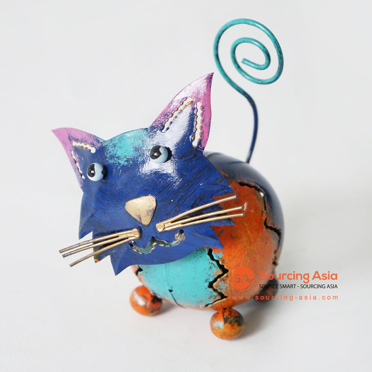 MHRC118 HAND PAINTED METAL CAT DECORATION