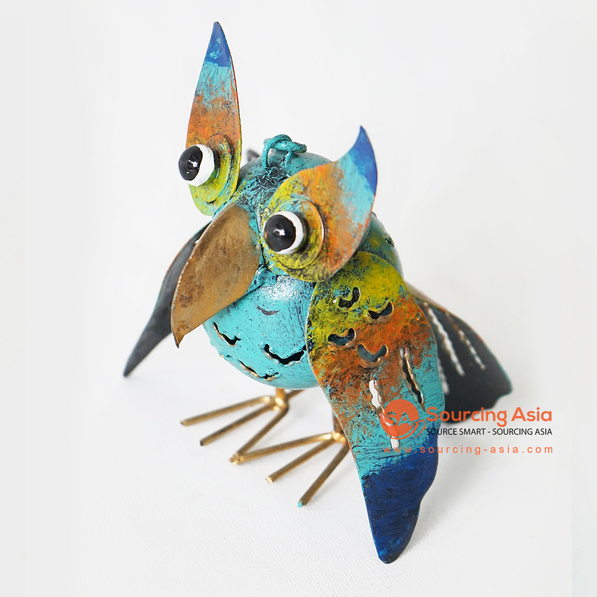 MHRC126 HAND PAINTED METAL OWL DECORATION