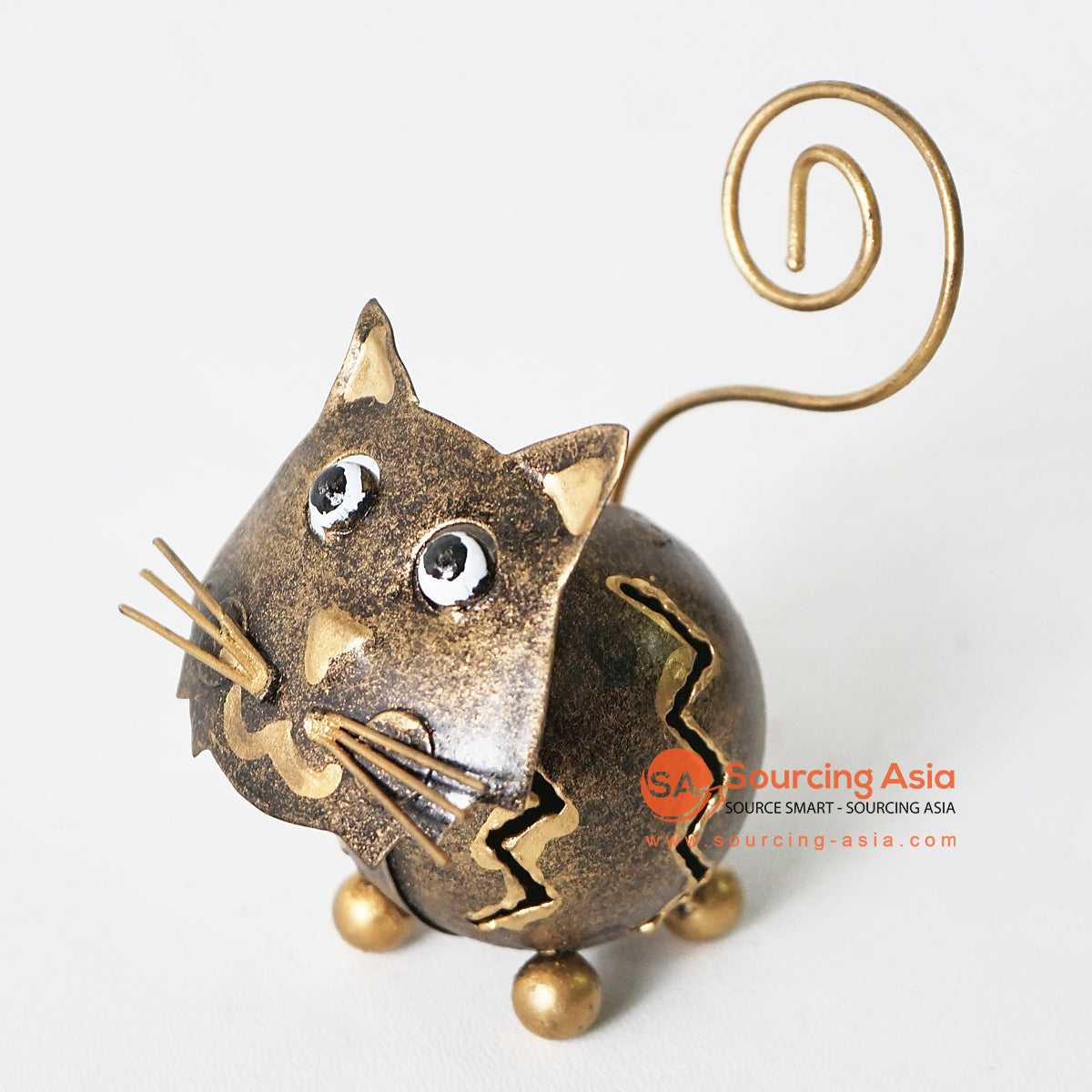 MHRC130 HAND PAINTED DARK BROWN METAL CAT DECORATION