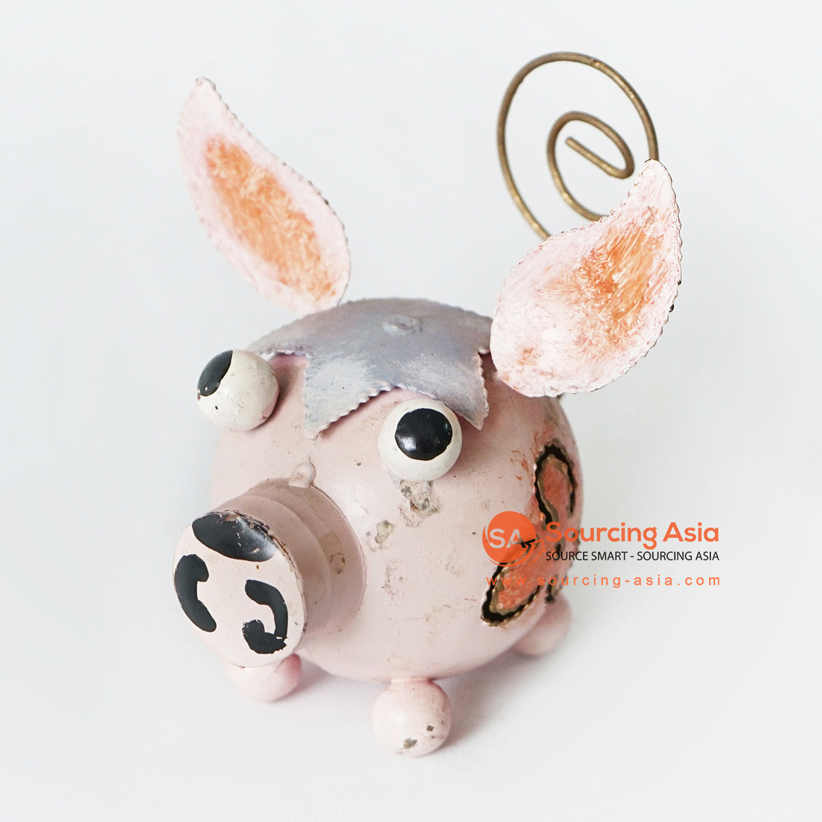 MHRC132 HAND PAINTED LIGHT PINK METAL PIG DECORATION