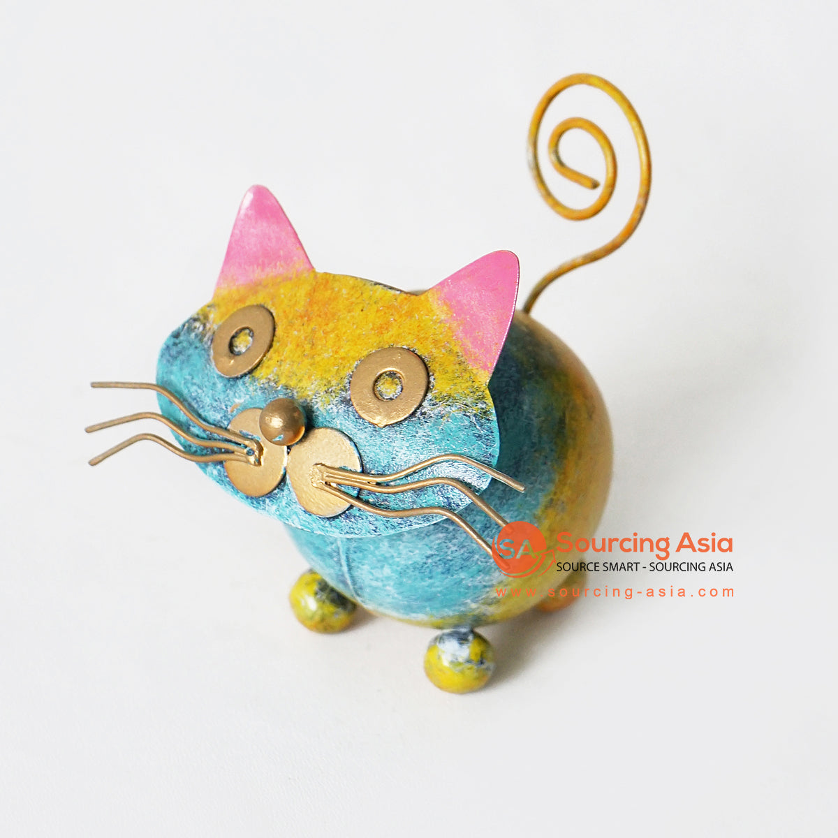 MHRC141 HAND PAINTED METAL CAT DECORATION