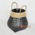 MRC084 BLACK BAMBOO BASKET WITH WHITE SEAGRASS EDGES AND HANDLE