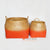 MRC086 SET OF TWO NATURAL AND ORANGE BAMBOO BASKETS WITH HANDLE