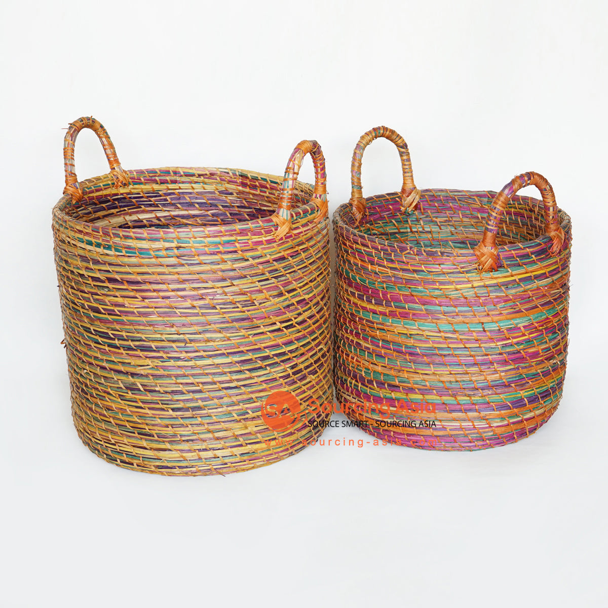 MRC105 SET OF TWO MULTICOLOR MENDONG BASKETS WITH HANDLE