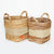 MRC106 SET OF TWO NATURAL BANANA FIBER AND SEAGRASS BASKETS WITH HANDLE