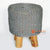 MRC163 NATURAL TEAK WOOD ROUND STOOL WITH DARK GREY RAFFIA SEAT