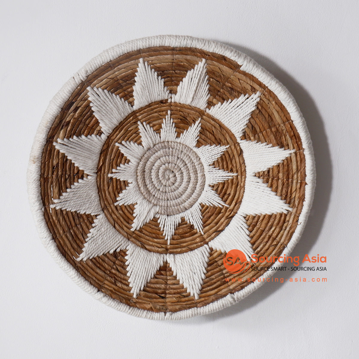 MRC222 NATURAL BANANA FIBER WITH WHITE MACRAME ROUND WALL DECORATION