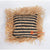 MRC231 BLACK AND NATURAL STRIPES PALM RAFFIA SQUARE CUSHION WITH NATURAL FRINGE (PRICE WITH INNER)