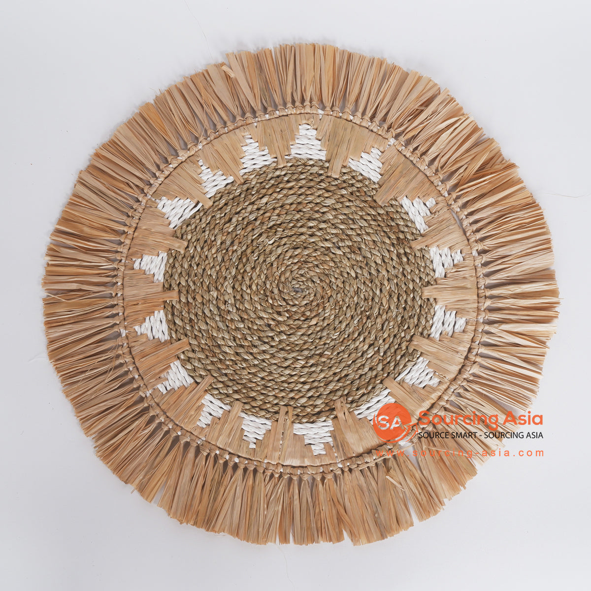 MRC334 NATURAL SEAGRASS WITH WHITE RAFFIA AND MENDONG WALL DECORATION