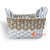 MTI079 SET OF THREE WHITE AND GOLD WOVEN BASKETS WITH HANDLE