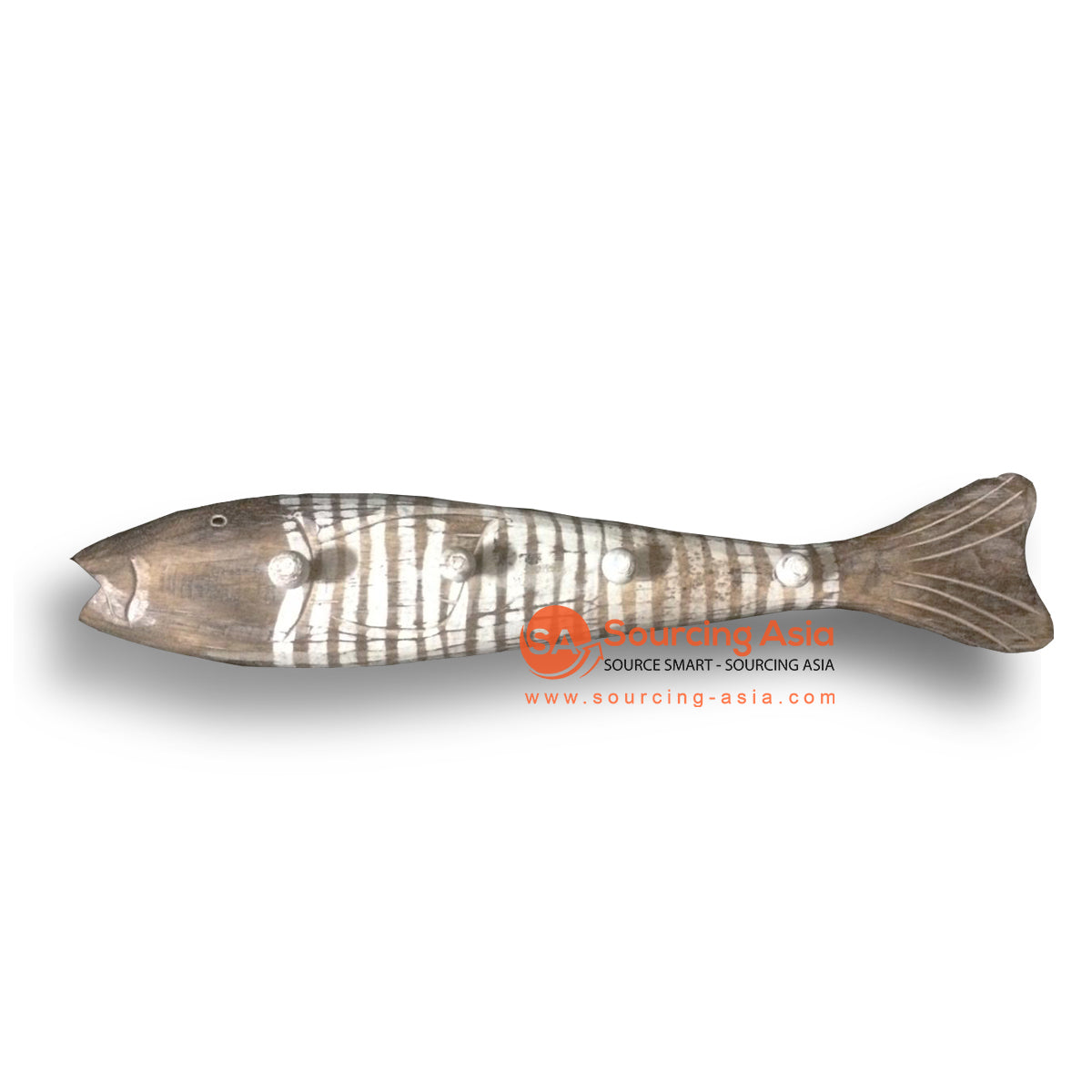 MTIB020-1 NATURAL AND WHITE WOODEN FISH HANGER
