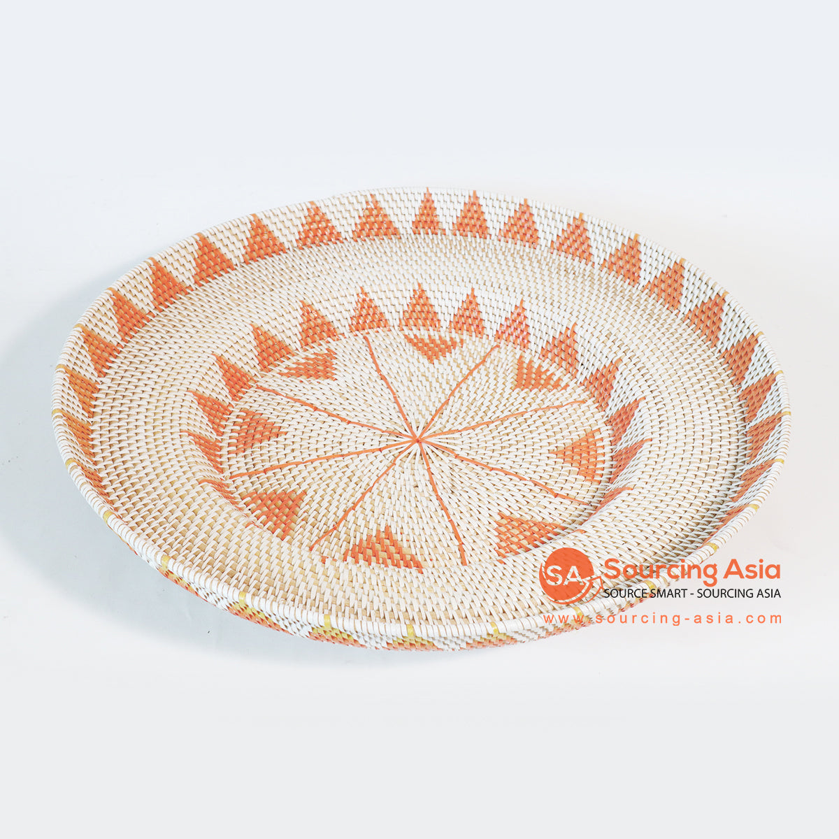 MTIC008-3 ORANGE AND NATURAL WOVEN RATTAN TRAY