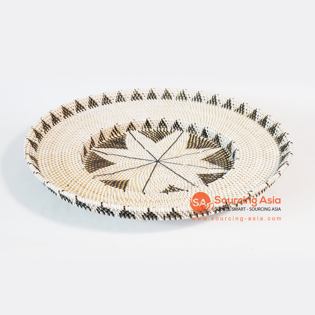 MTIC008-4 DARK BROWN AND NATURAL WOVEN RATTAN TRAY